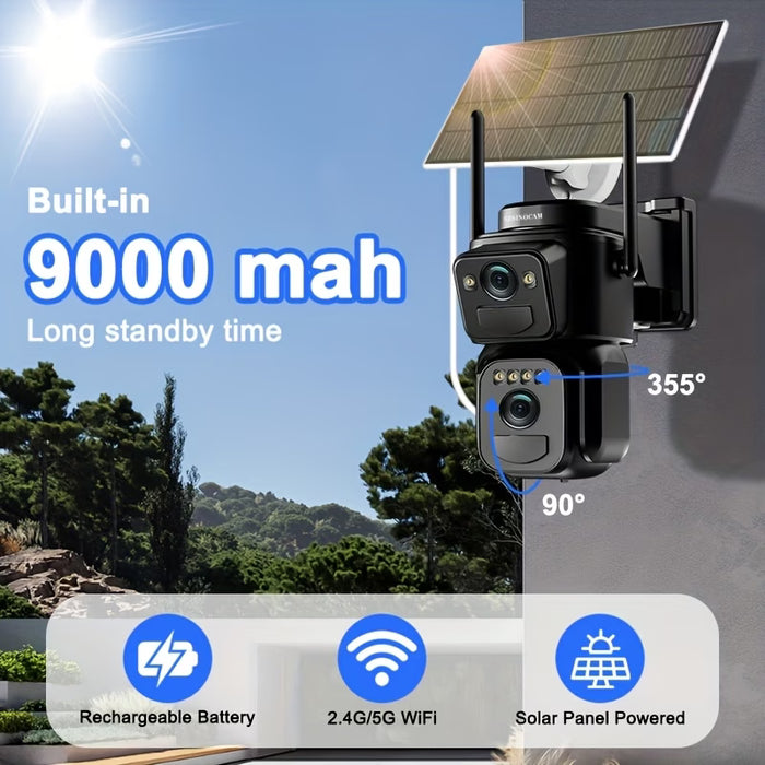 2K Solar WiFi Security Camera – 360° Protection with 10x Zoom